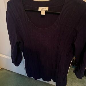 LOFT Women's Deep Purple Scoop Neck Sweater